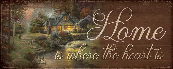 Home is Where the Heart Is 12" x 30" Wood Sign - Wild Wings