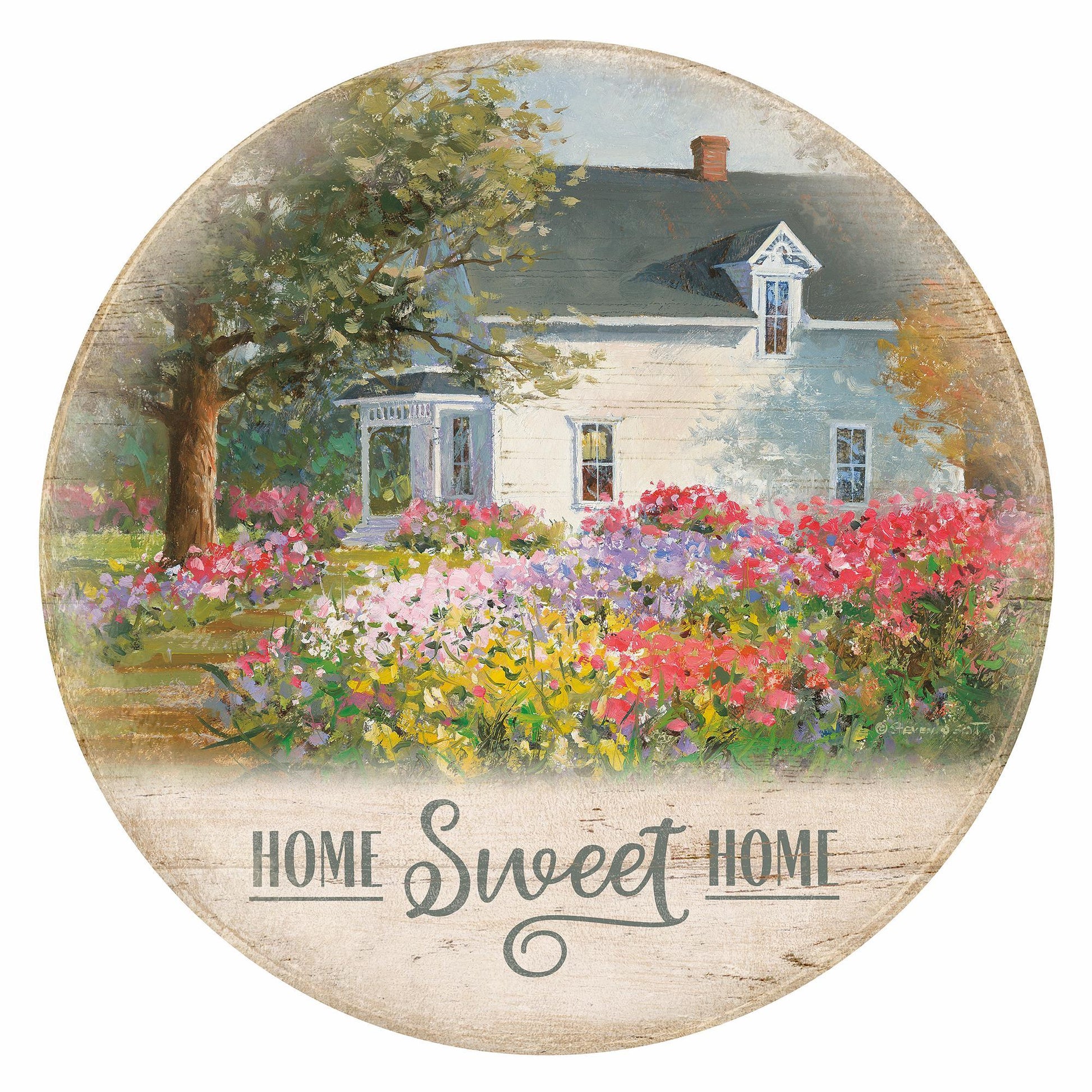 Home Sweet Home 21" Round Wood Sign - Wild Wings