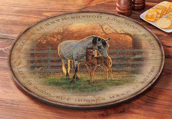 Quiet Time - Horses Lazy Susan Turntable - Wild Wings