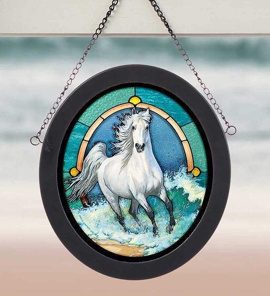 Surf Run - Horse Stained Glass Art - Wild Wings