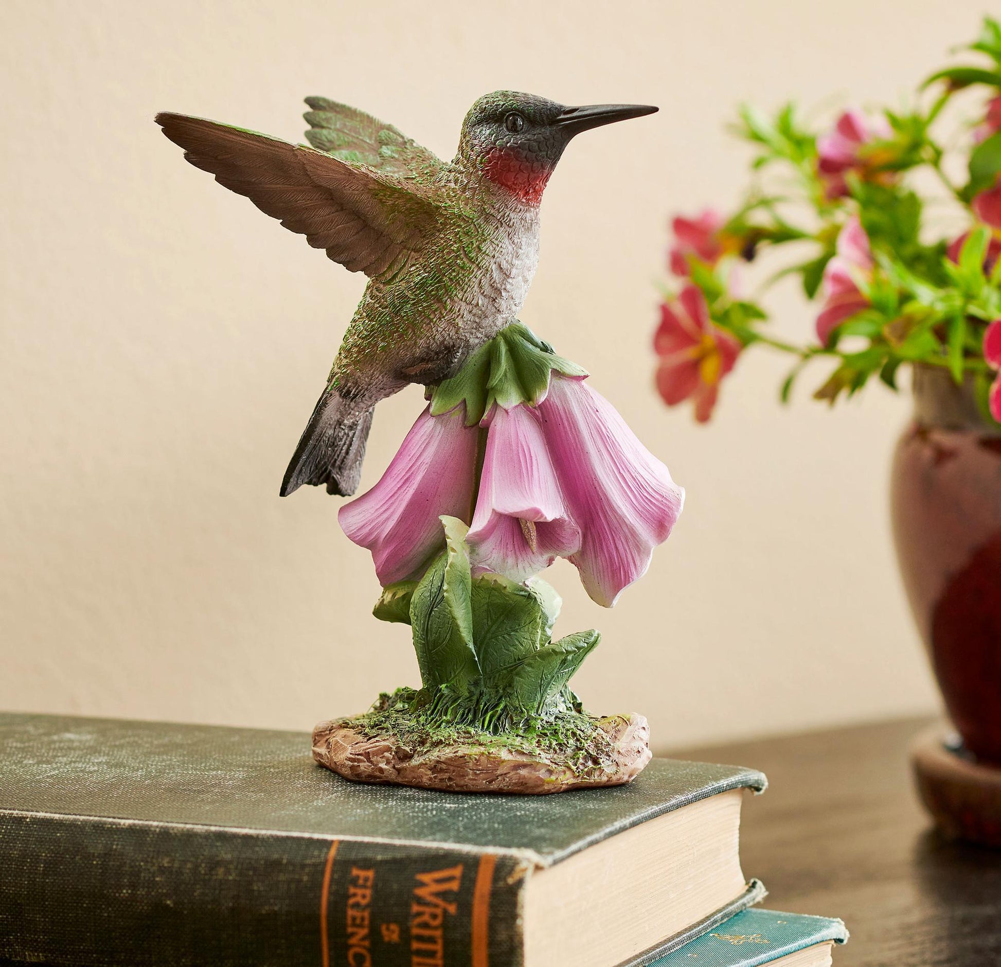 Hummingbird on Foxglove Sculpture - Wild Wings