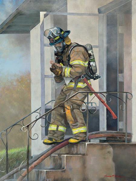 In Time—Firefighter and Baby Limited Edition Print - Wild Wings
