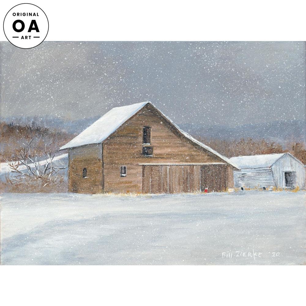 It's Snowing—Barn Original Acrylic Painting - Wild Wings