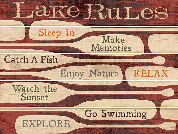 Lake Rules 18" x 24" Pallet Art Sign - Wild Wings