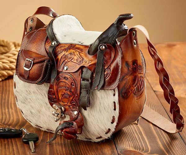 Cowhide Saddle Purse - Wild Wings