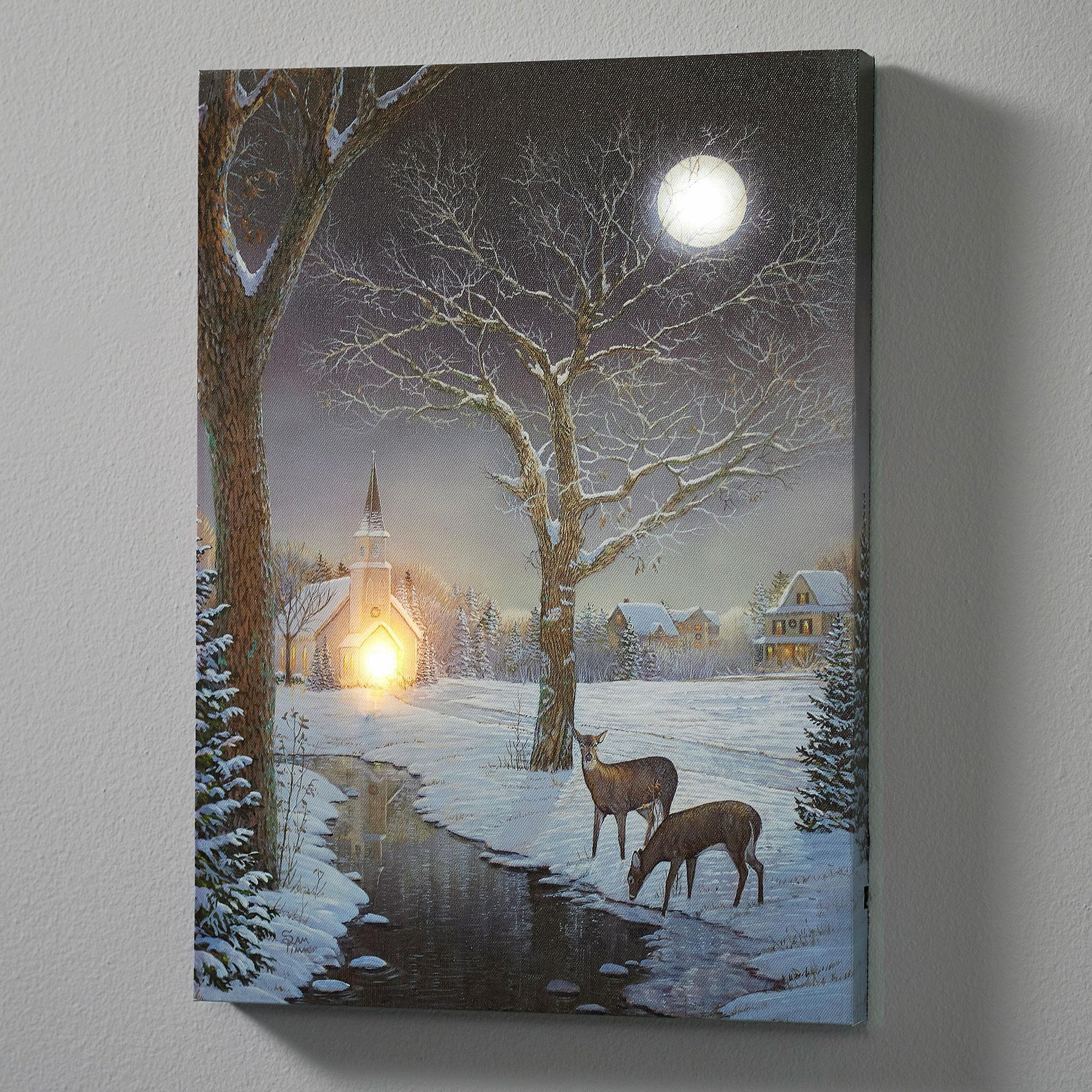 Winter Evening Lighted Wrapped Canvas - Wild Wings