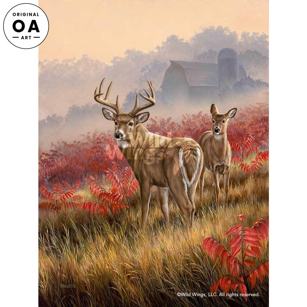 Lifting Fog—Whitetail Deer Original Acrylic Painting - Wild Wings
