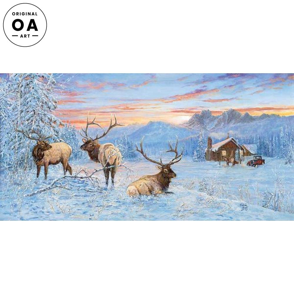 Line Shack—Elk Original Acrylic Painting - Wild Wings