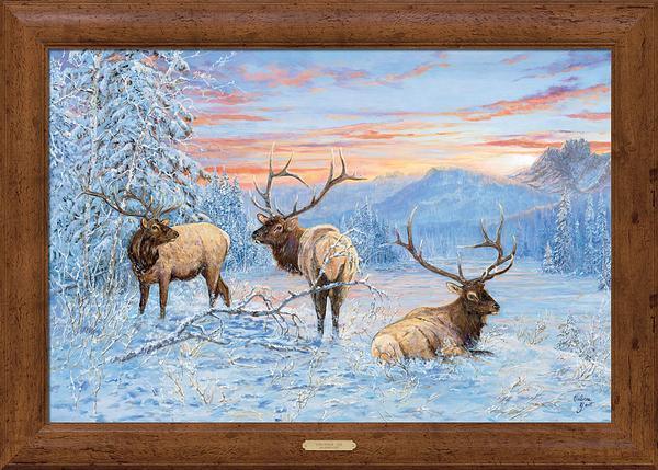 Line Shack—Elk Framed Gallery Canvas - Wild Wings