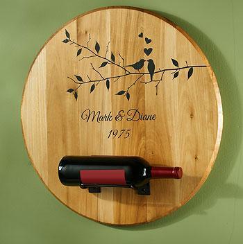Lovebirds Barrel Head Personalized Wine Bottle Holder - Wild Wings