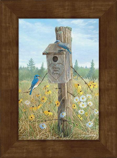 Meadow Song—Bluebird Personalized Framed Canvas - Wild Wings