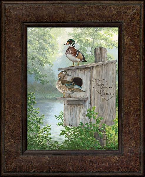 Misty Hideaway—Wood Ducks Personalized Framed Canvas - Wild Wings