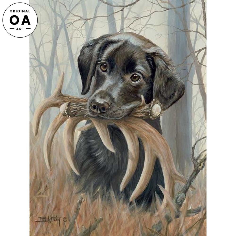 More Than a Mouthful—Black Lab Original Acrylic Painting - Wild Wings