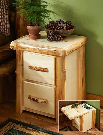 Natural Log Corral Night Stand - Wild Wings