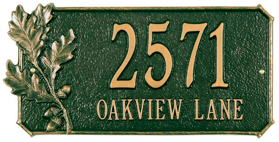 Oak Leaves Address Plaque - Wild Wings