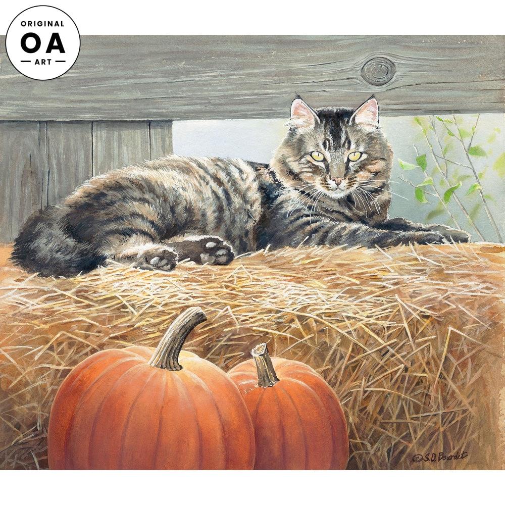 October Sunbath—Cat Original Watercolor Painting - Wild Wings