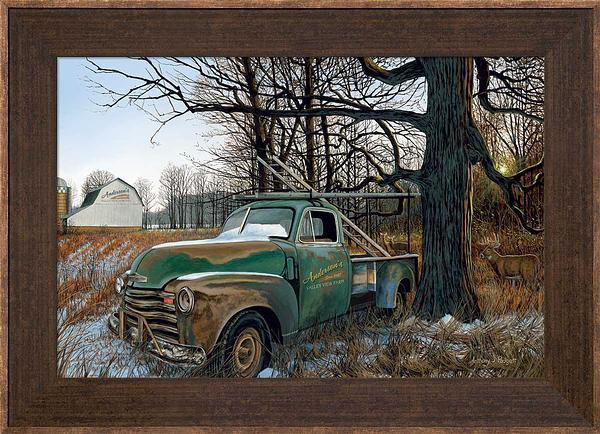 Ol' Work Truck—Whitetail Deer Personalized Framed Canvas - Wild Wings