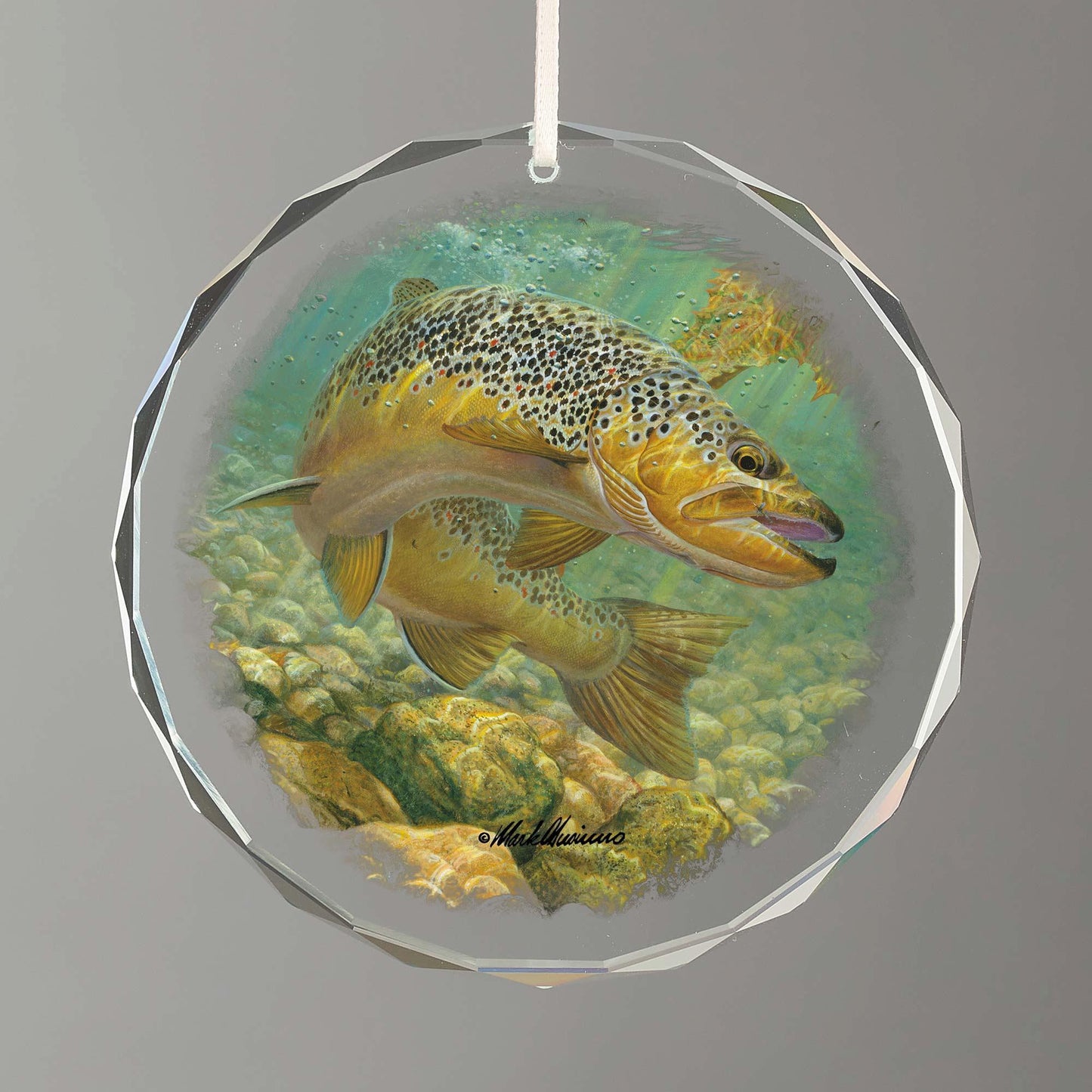 Duped—Brown Trout Round Glass Ornament - Wild Wings