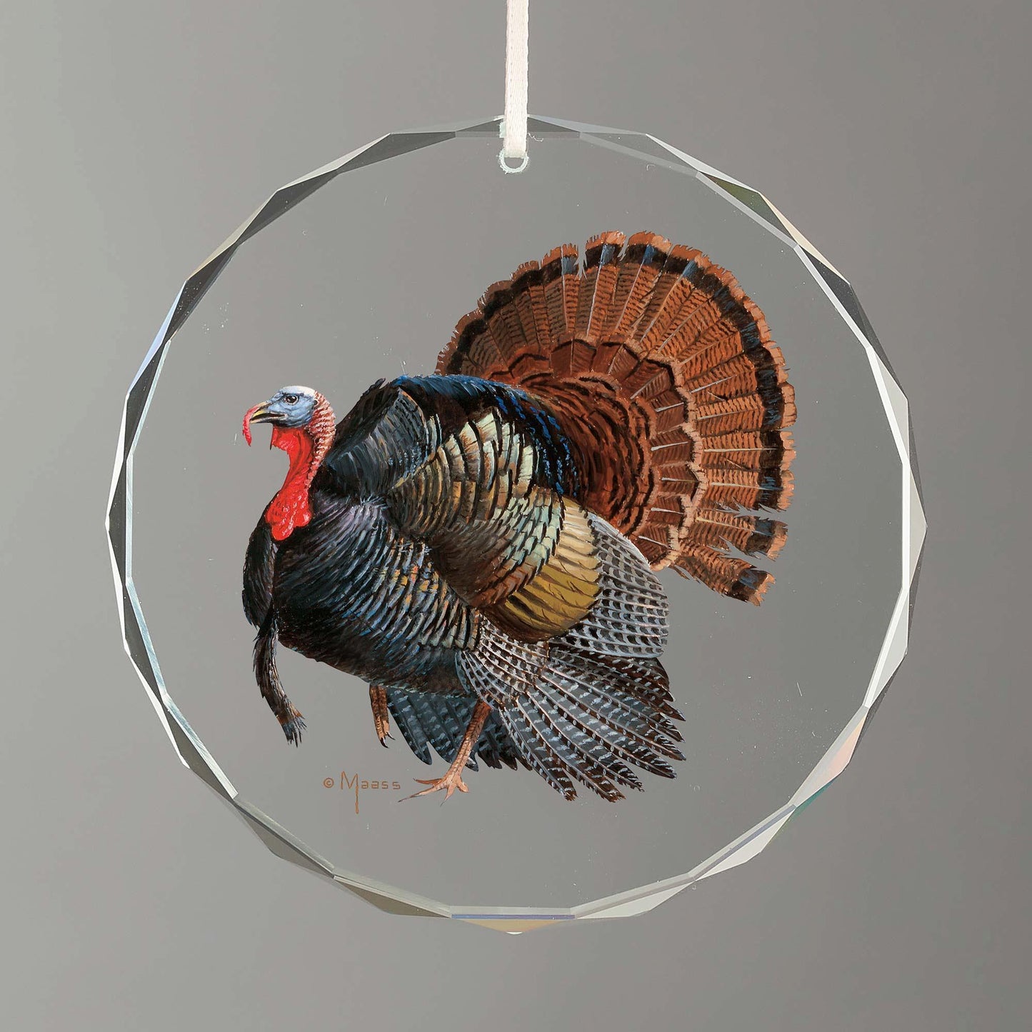 Early Spring Turkeys Round Glass Ornament - Wild Wings