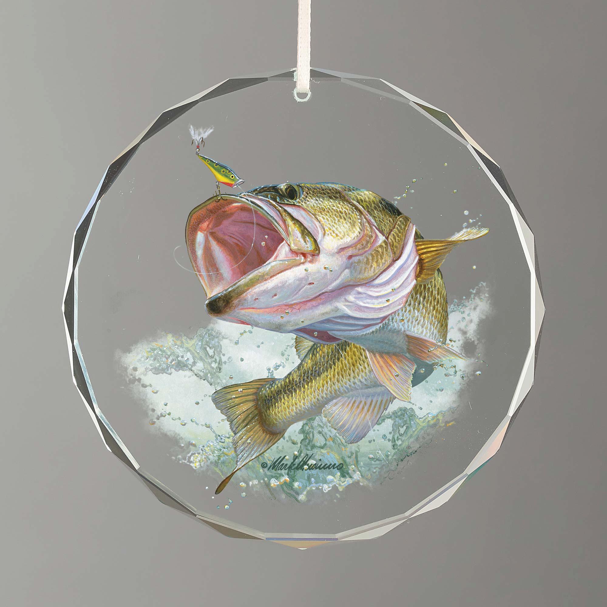 Hooked—Largemouth Bass Round Glass Ornament - Wild Wings