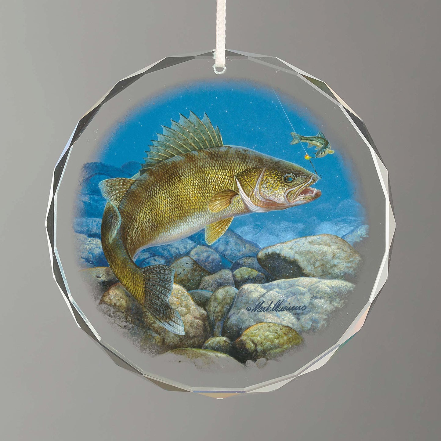 Stinger—Hooked Walleye Round Glass Ornament - Wild Wings