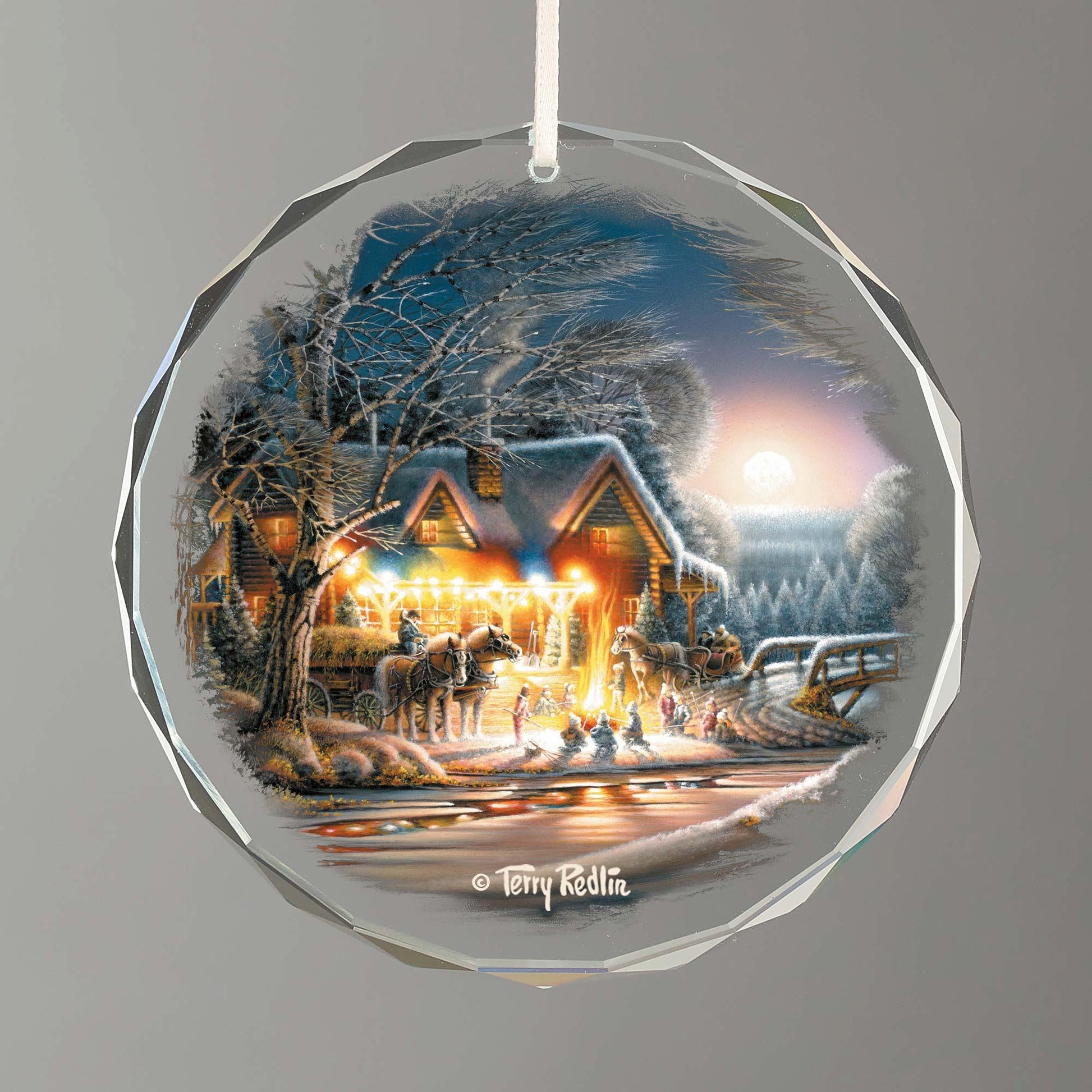 Toasting Marshmallows Round Glass Ornament - Wild Wings