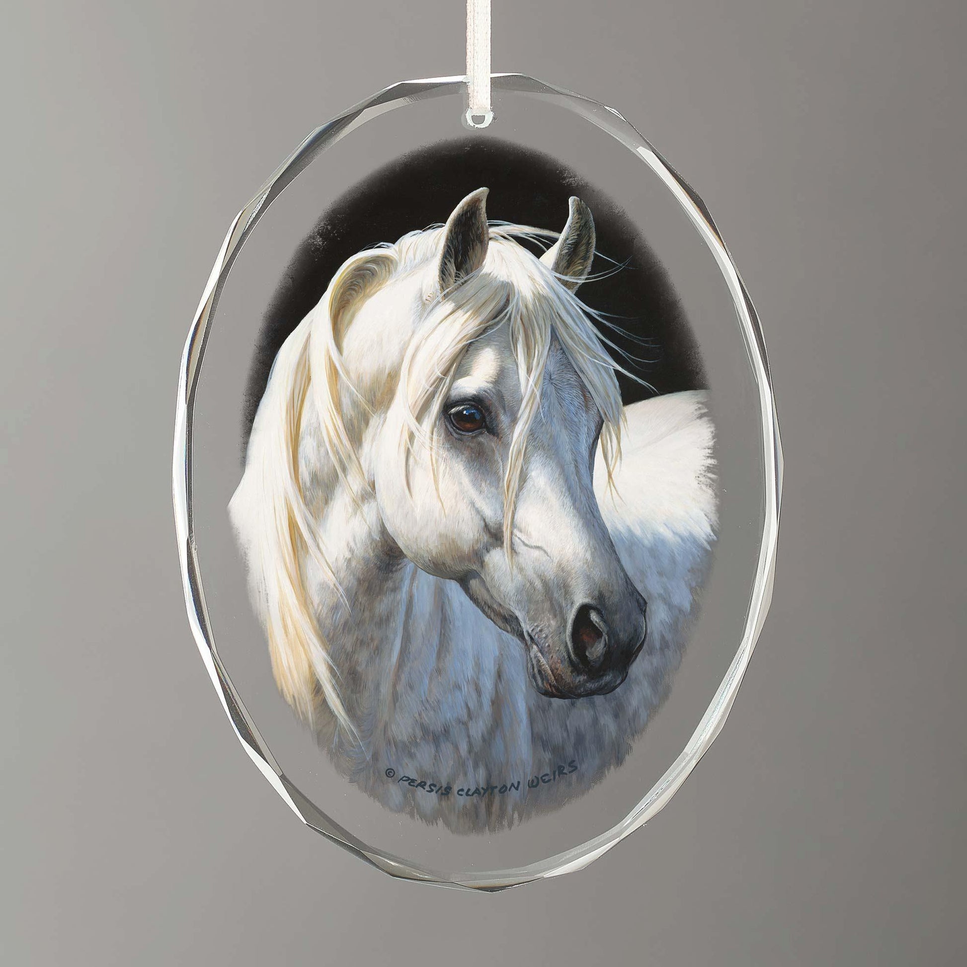 Classic in Gray—Horse Oval Glass Ornament - Wild Wings