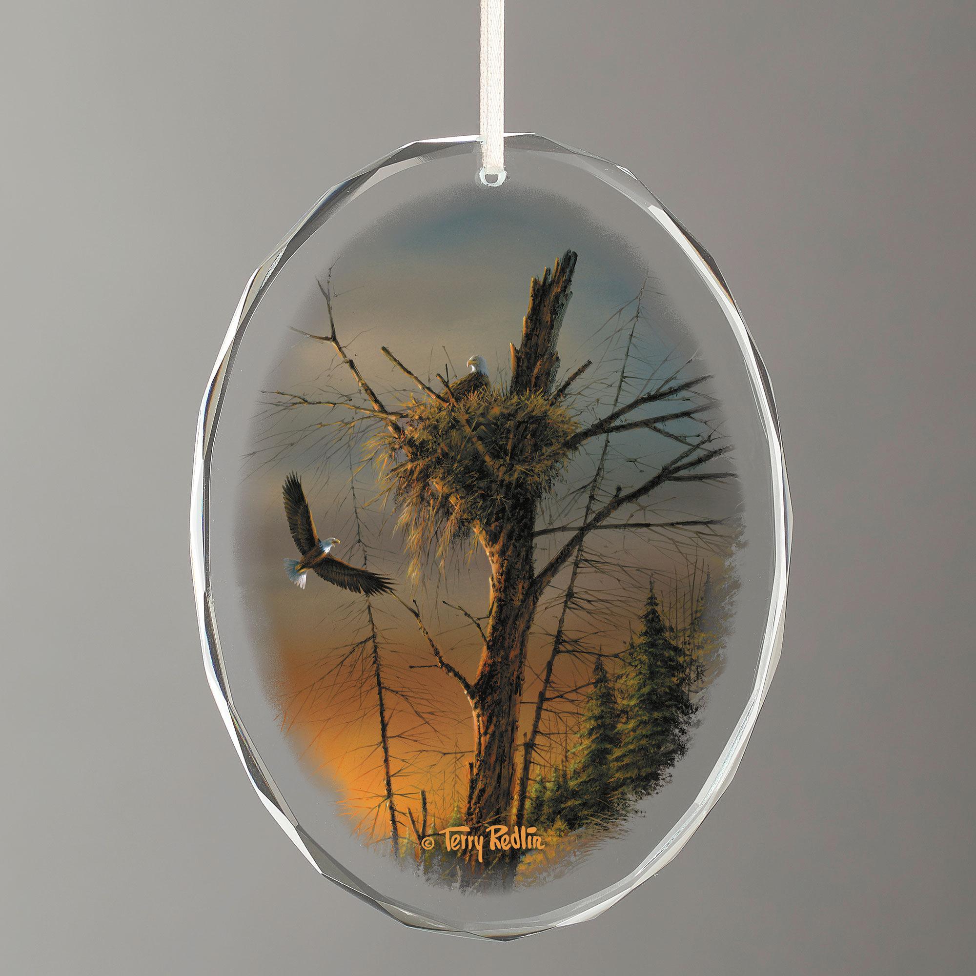 Flying Free - Bald Eagles Oval Glass Ornament - Wild Wings