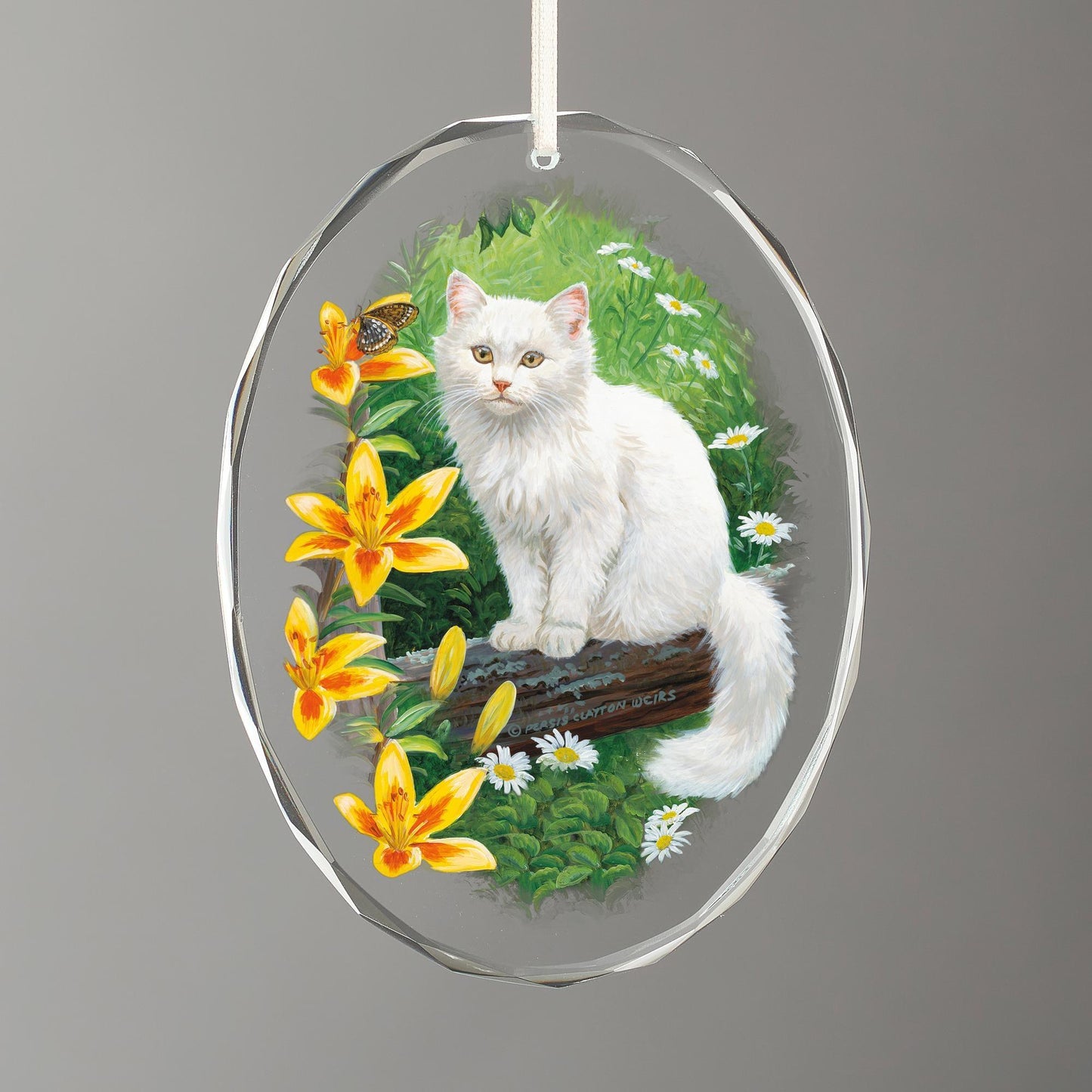 Nature Study—Cat Oval Glass Ornament - Wild Wings