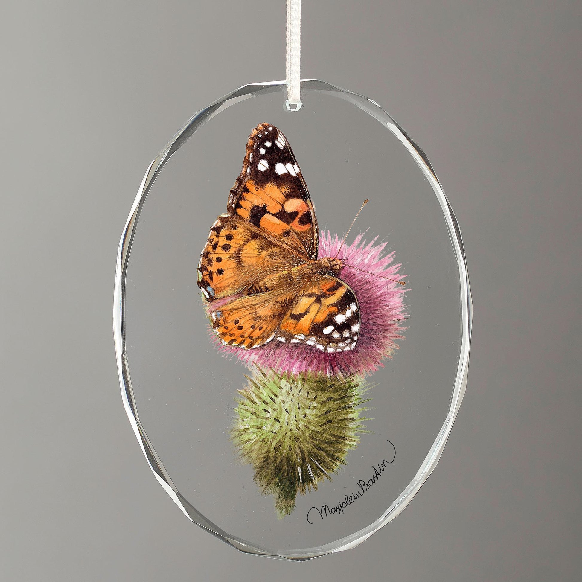 Painted Lady Butterfly Oval Glass Ornament - Wild Wings