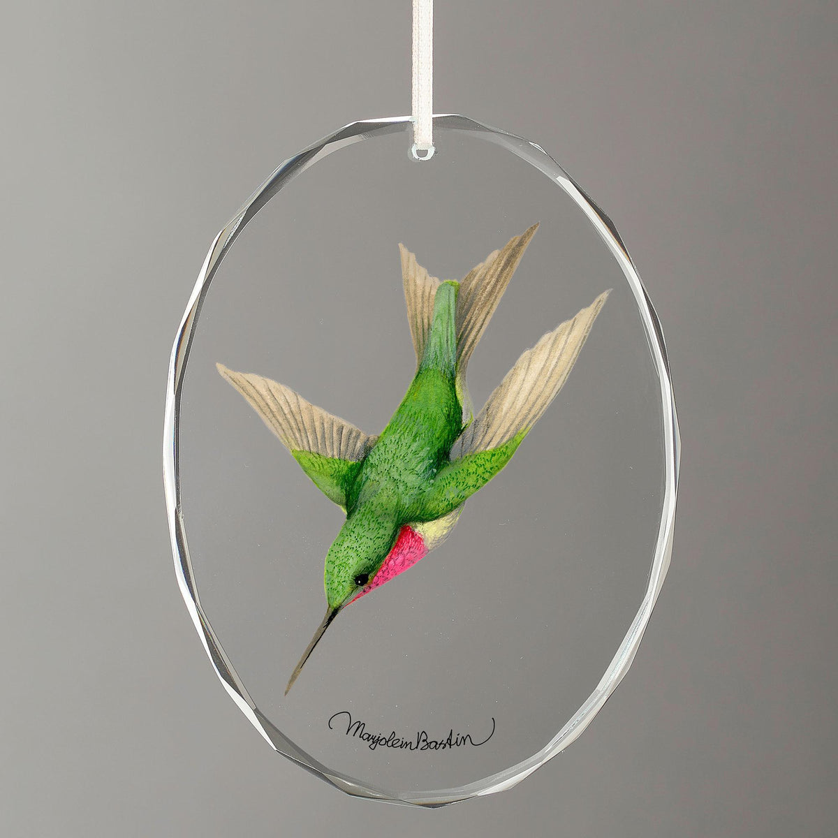 Ruby-throated Hummingbird Oval Glass Ornament - Wild Wings