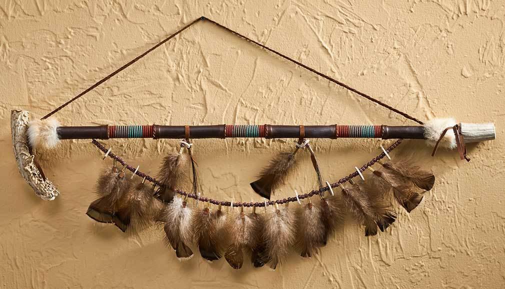 Navajo Beaded Antler Peace Pipe Wall Decor - Wild Wings