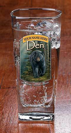 Bear Den—Black Bear Personalized Mixer Glasses - Wild Wings