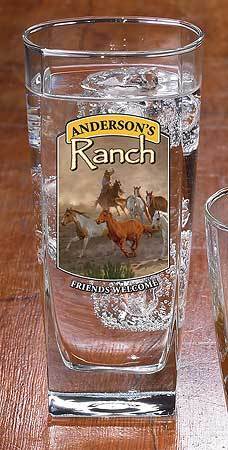 Horse & Cowboy Ranch Personalized Mixer Glasses - Wild Wings