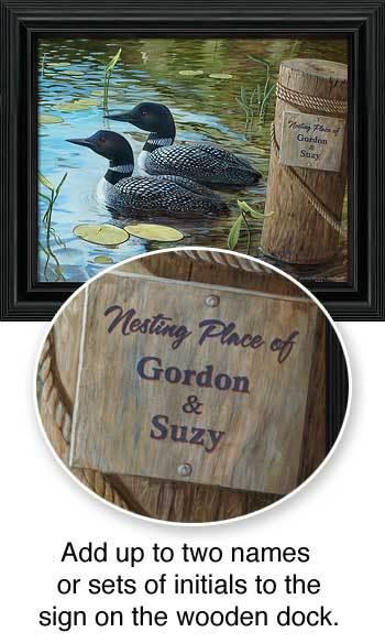 Toddy Pond—Loons Personalized Framed Canvas - Wild Wings
