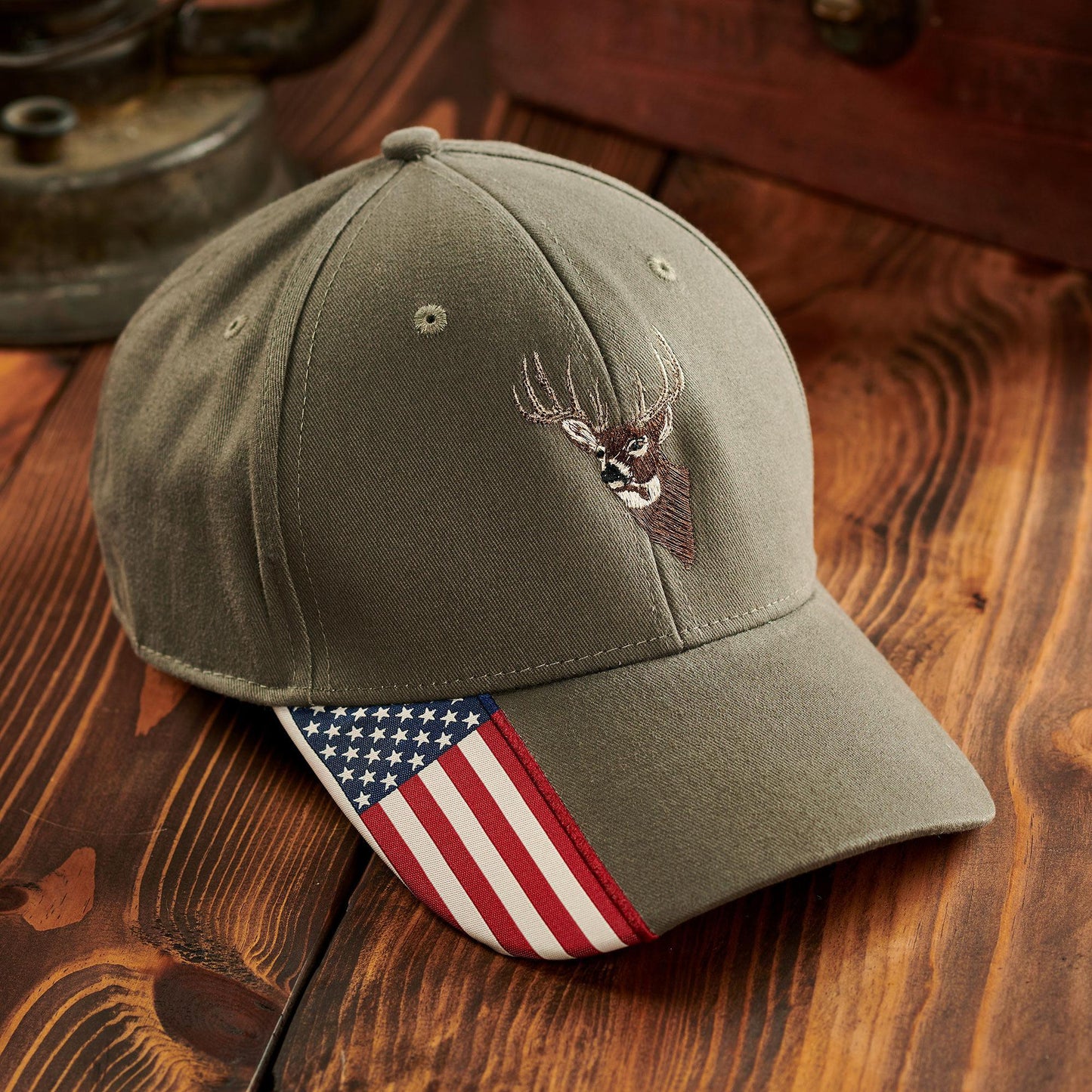 Personalized Patriotic Khaki Deer Personalized Cap - Wild Wings