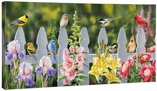 Picket Fence—Songbirds Gallery Wrapped Canvas - Wild Wings
