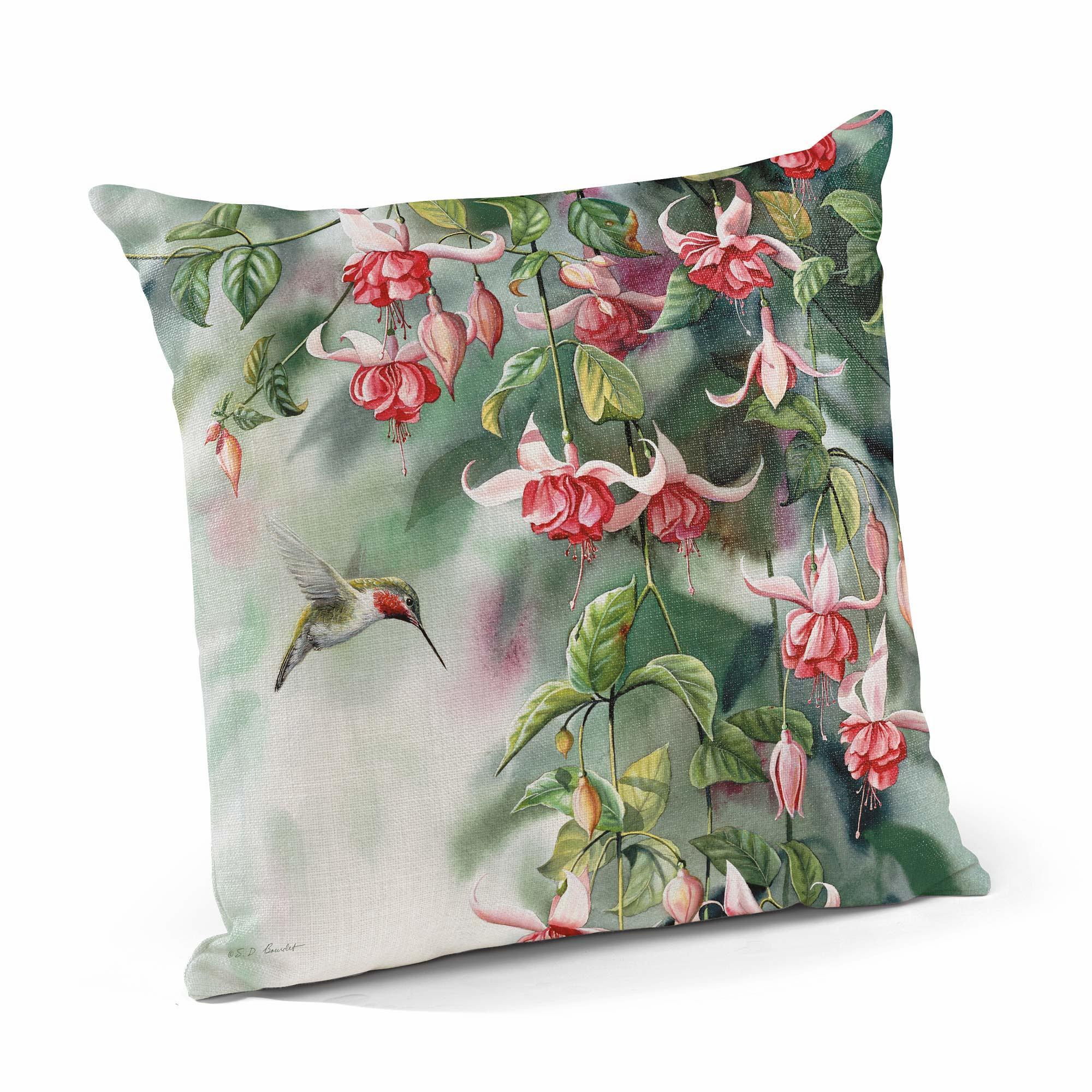Garden Gems—Ruby-Throated Hummingbird Decorative Pillow - Wild Wings