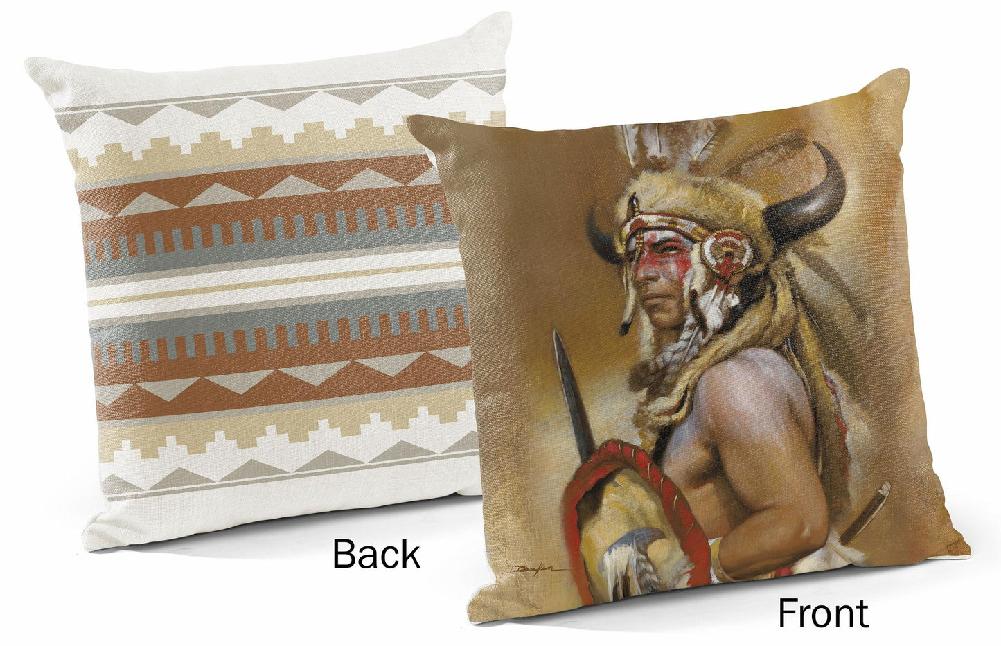 Look of War - Native American 18" Decorative Pillow - Wild Wings