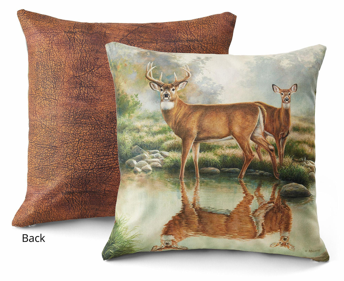 Tranquil Waters - Whitetail Deer 18" Decorative Pillow - Wild Wings