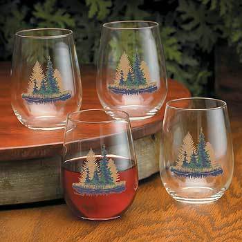 Misty Forest Stemless Wine Glasses - Wild Wings