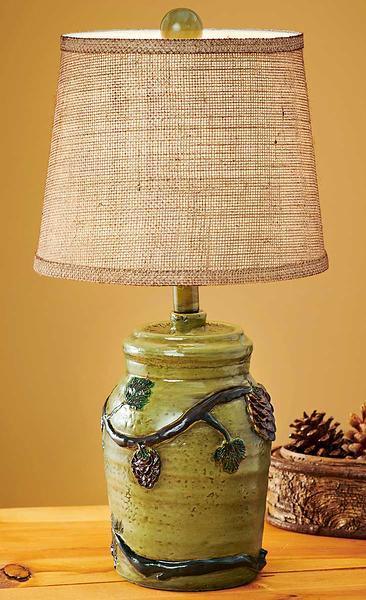 Pine Green—Pinecone Table Lamp - Wild Wings
