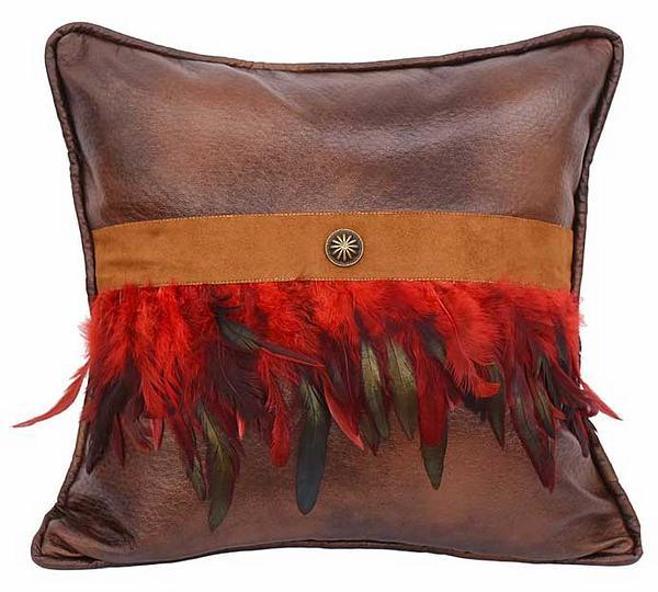 Red Feather and Concho Accent Pillow - Wild Wings