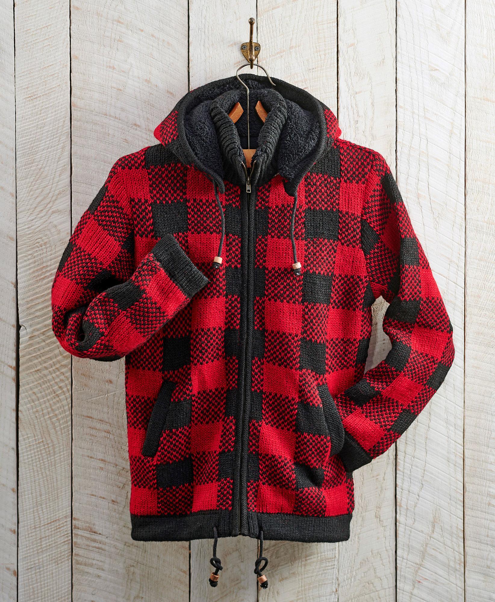 Red Plaid Sweater Jacket - Wild Wings
