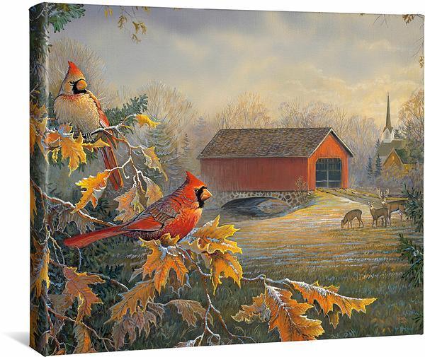 Red River Crossing—Cardinals Gallery Wrapped Canvas - Wild Wings