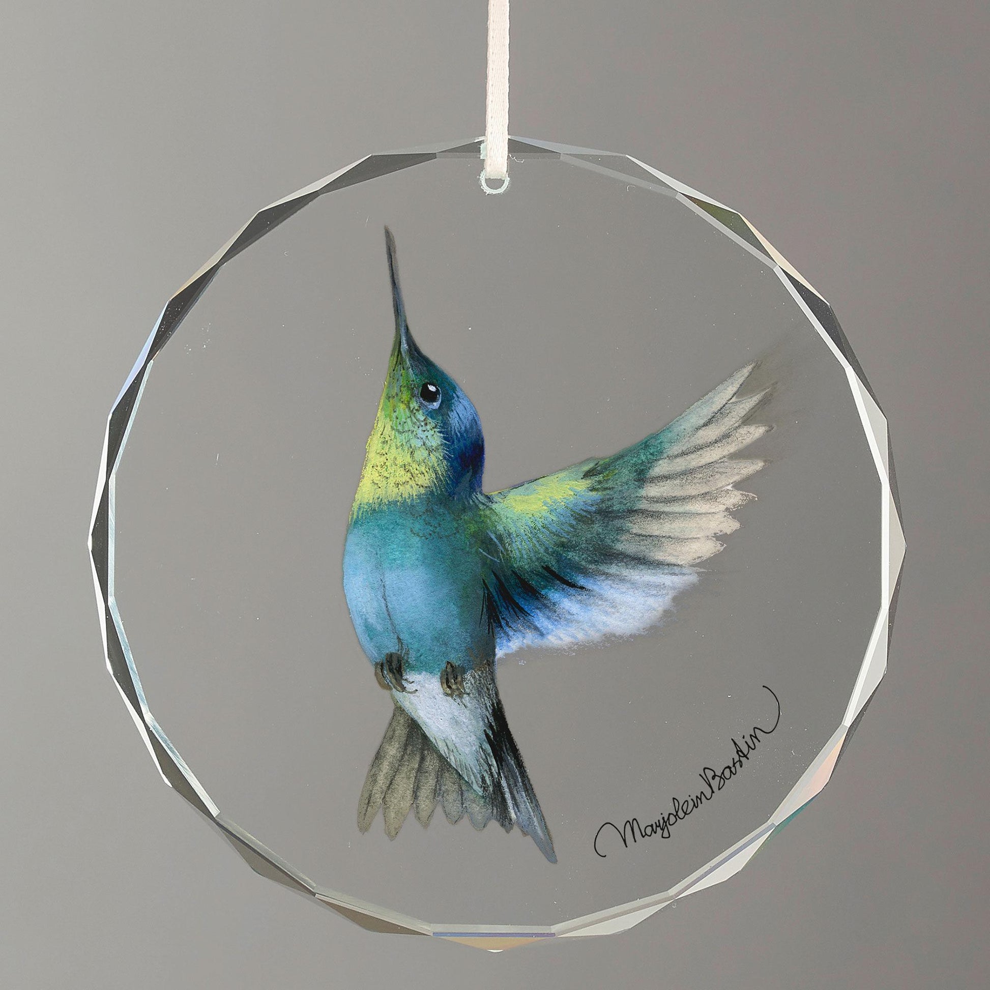 Crowned Woodnymph Hummingbird Round Glass Ornament - Wild Wings