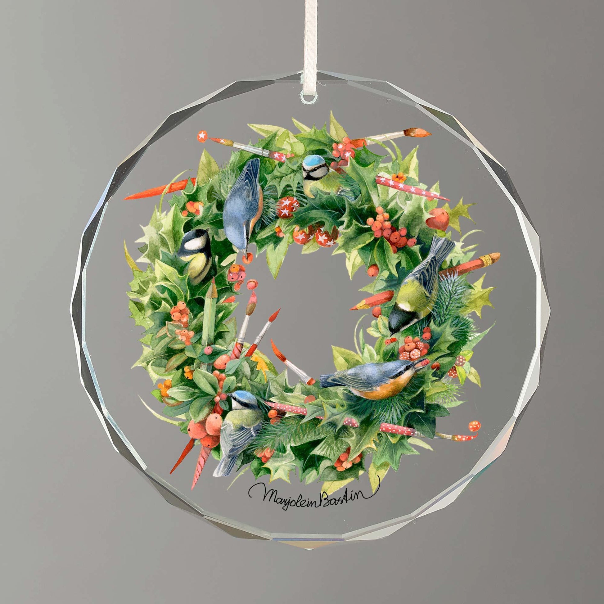 This Year's Wreath Round Glass Ornament - Wild Wings