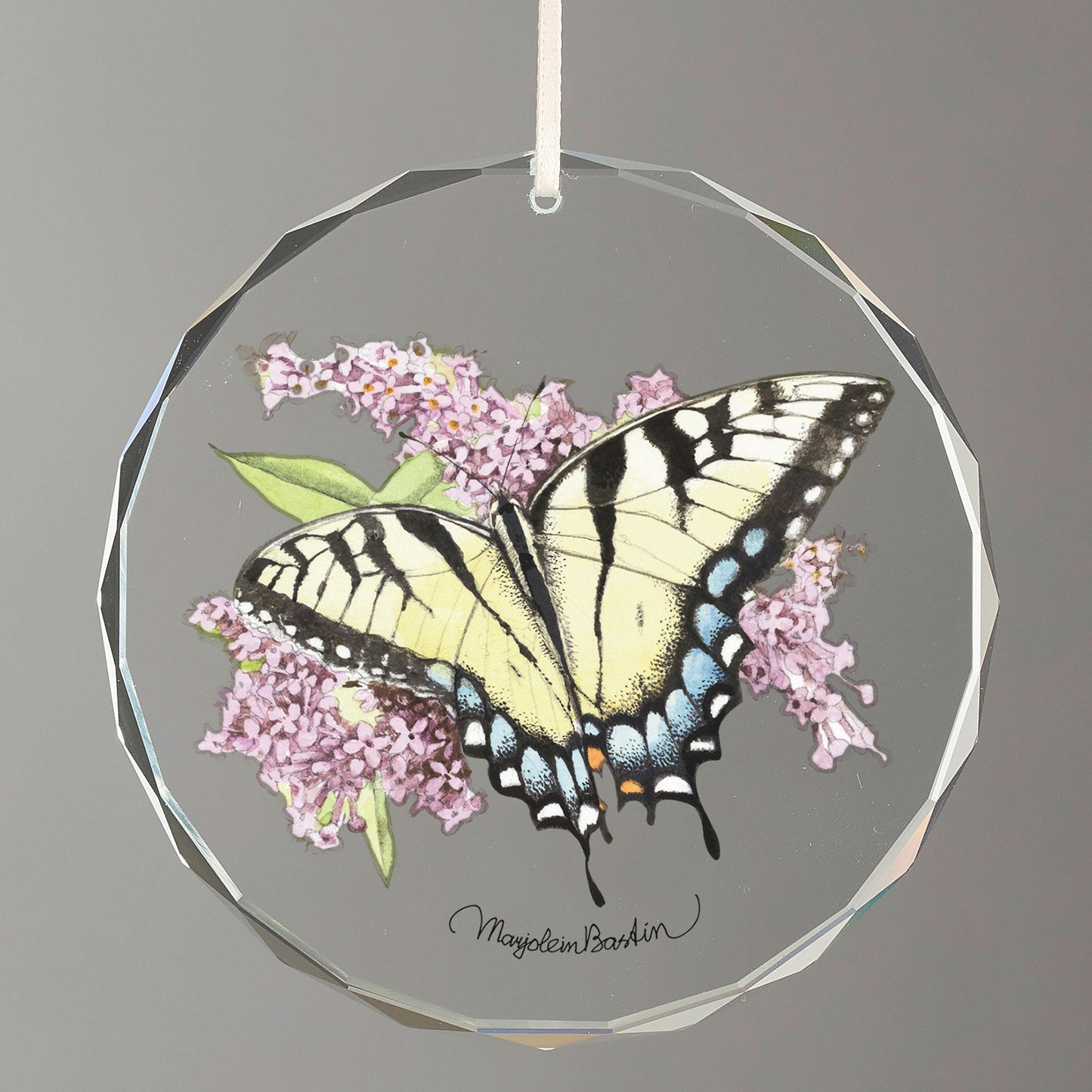 Tiger Swallowtail Butterfly Round Glass Ornament - Wild Wings