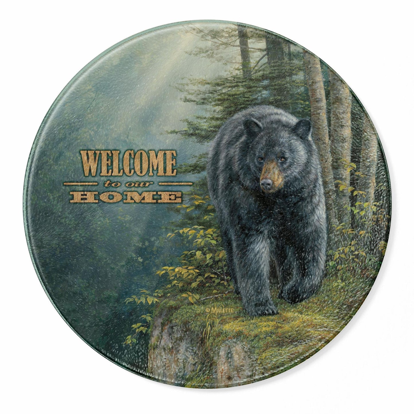 Rocky Outcrop - Black Bear Round Cutting Board - Wild Wings