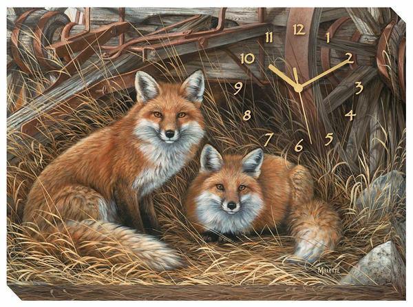 Rustic Retreat - Foxes Canvas Clock - Wild Wings